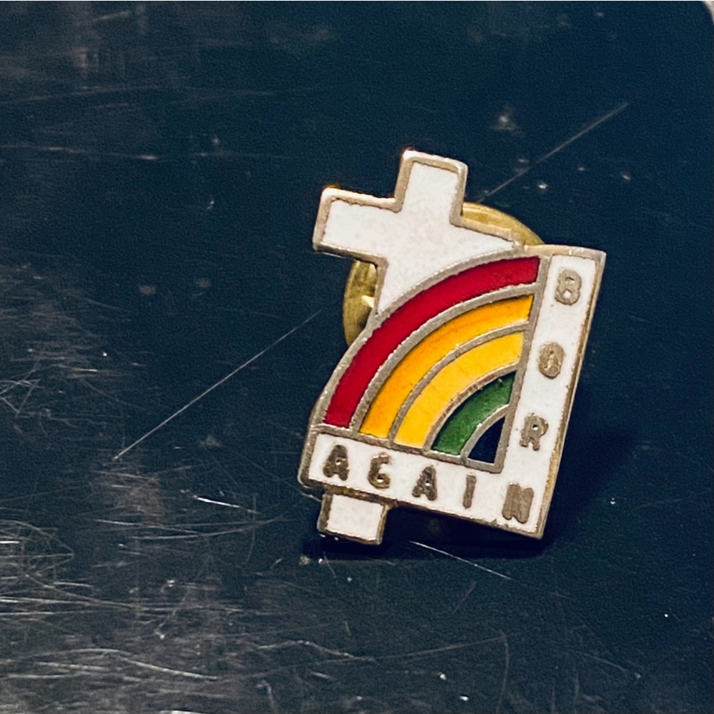 White Cross and Rainbow Lapel Pin